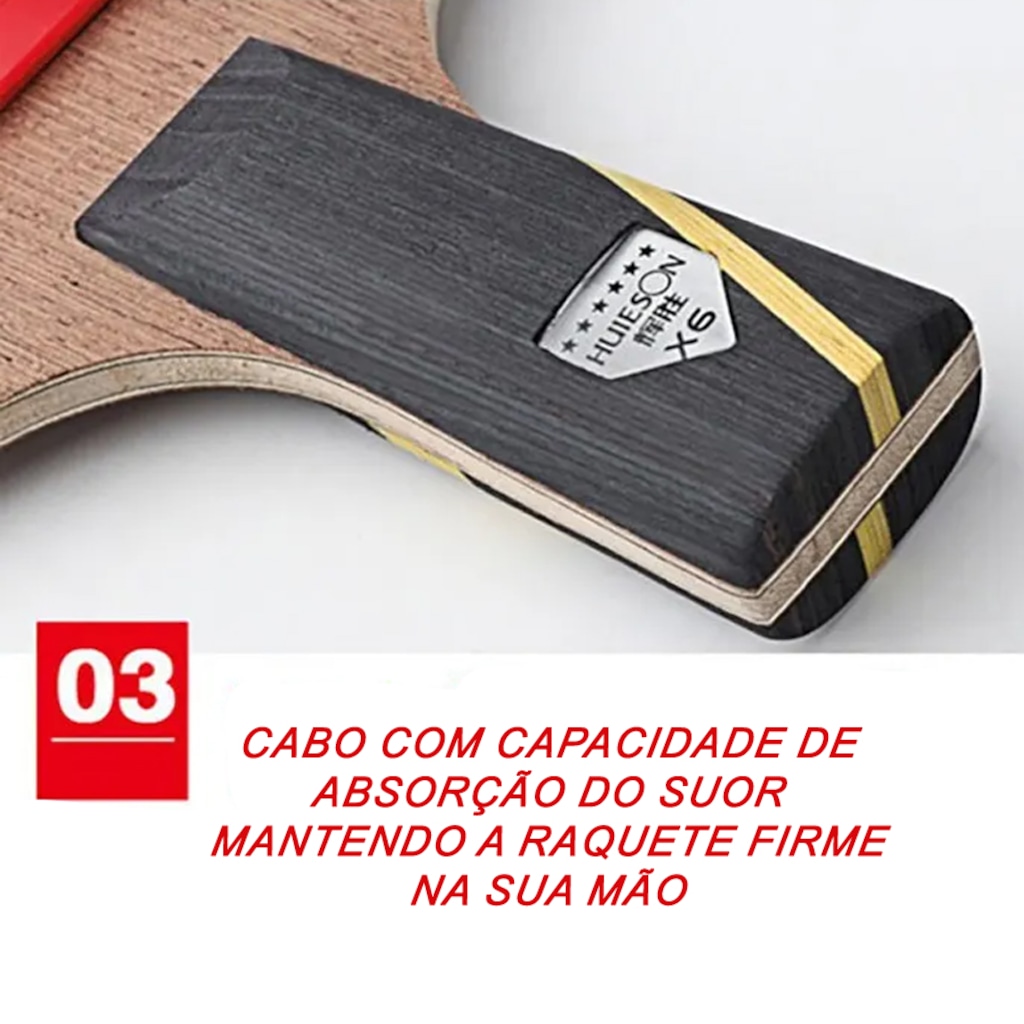 Imagem 4 do produto Kit Tênis Mesa Hueson Carbon 2 Raq Longa 6 Estrelas 3 bolas