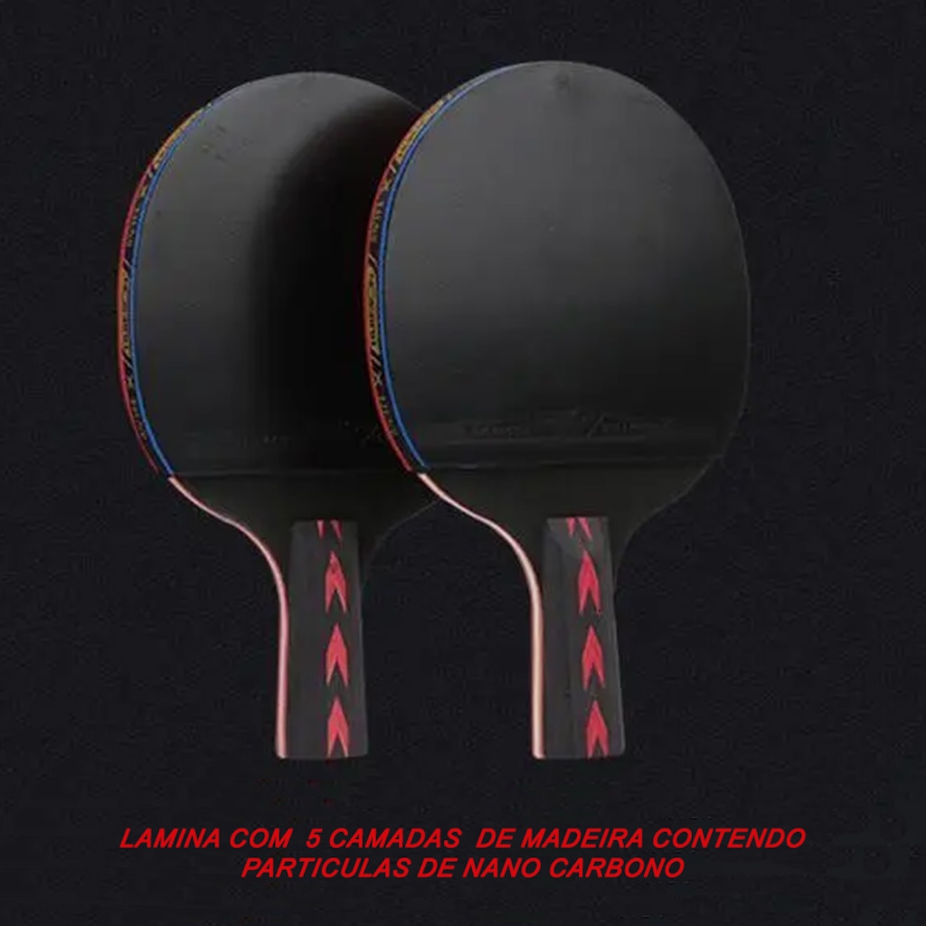 Imagem 4 do produto Kit Tênis Mesa Hueson Carbon-2 Raq Cabo Shorth 5 Estrelas 3 Bolas