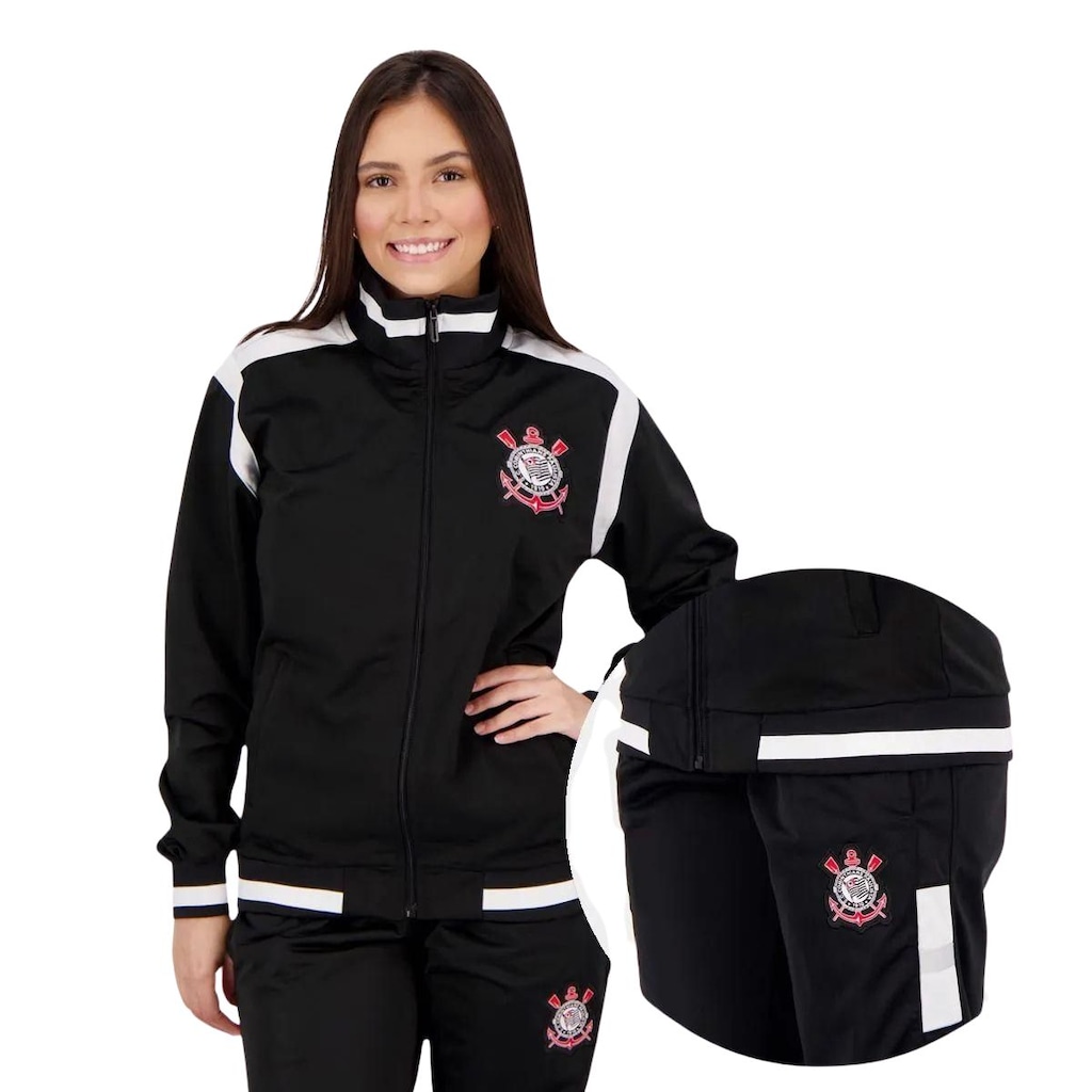 Imagem 2 do produto Agasalho Conjunto Jaqueta Calça Feminino Corinthians Trilobal SPR