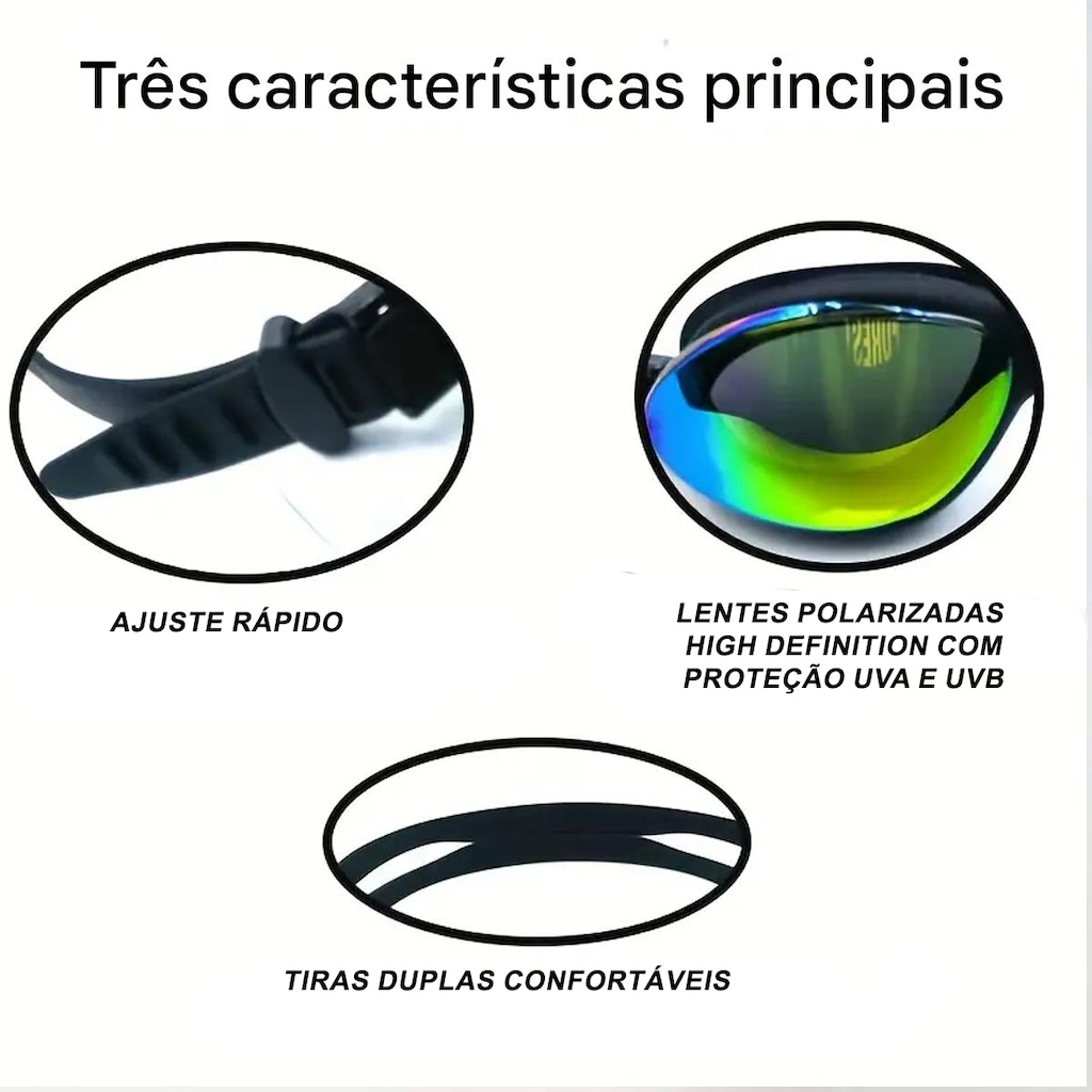 Imagem 3 do produto Óculos de Natação Gold Sports Ripper Performance Polarizado 9.0 HD - Adulto