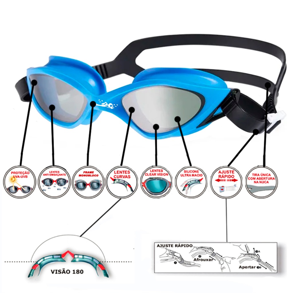 Imagem 3 do produto Óculos de Natação Gold Sports Power Performance 10.0 High Definition - Adulto