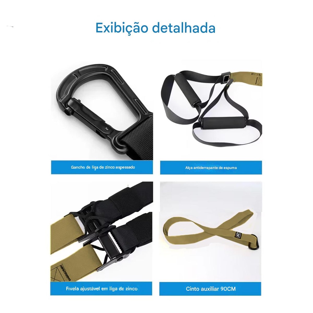 Imagem 4 do produto Fita de Resistência e Treinamento Suspenso Trx Gold Sports Power III 200 Kgs - Adulto