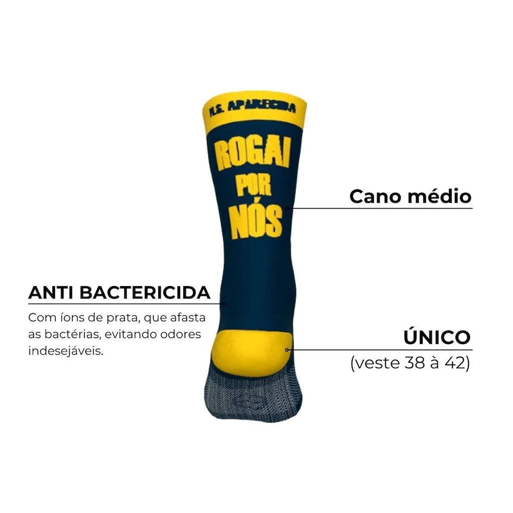 Imagem 2 do produto Meia de Ciclismo Cano Médio esportiva corrida ERT Caminho da Fé Unissex Tam 38-42