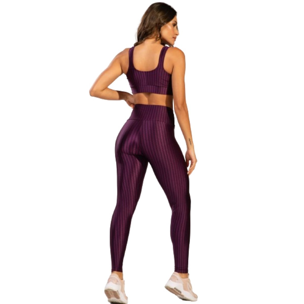Imagem 2 do produto Conjunto Top e Calça New Zig 3D Fitness Vekyo Alta Compressão Feminina