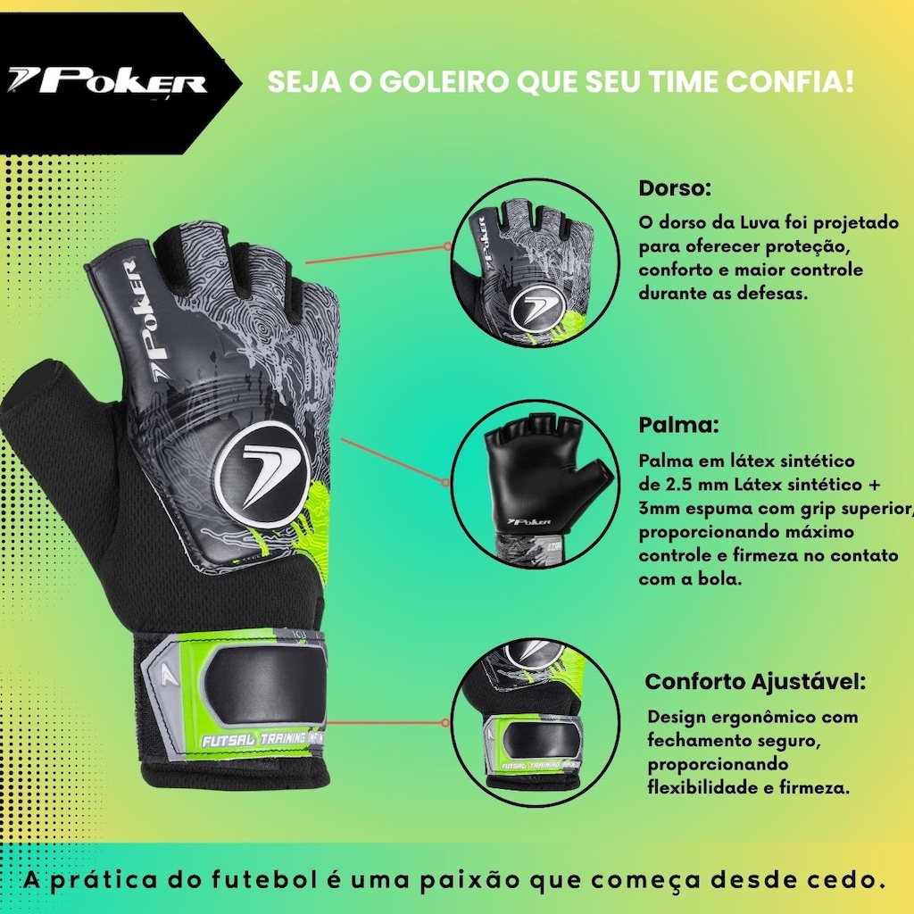 Imagem 2 do produto Luva Goleiro futsal Poker Infinity Training Infantil