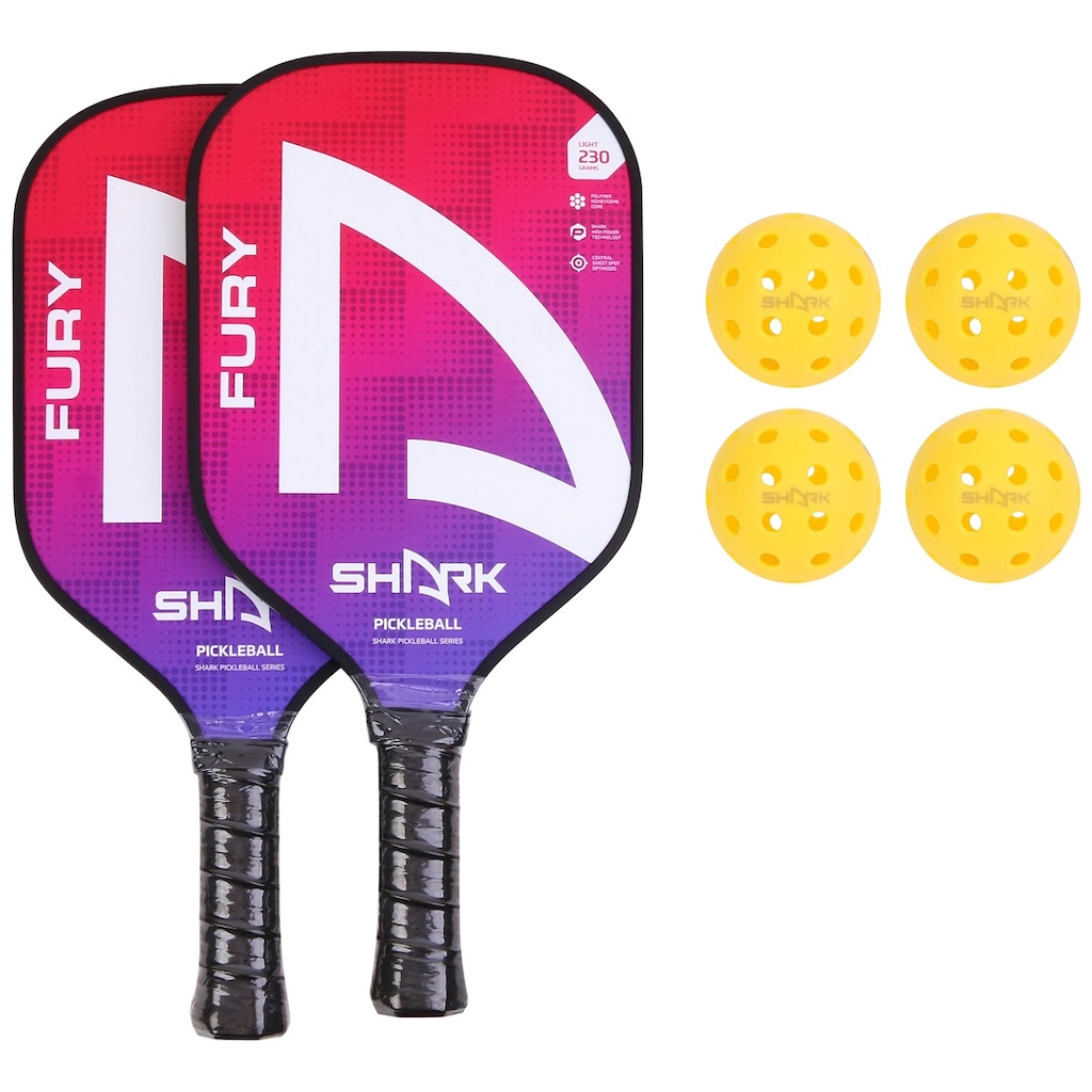 Imagem 2 do produto Kit Shark Pickleball 2 Raquetes 4 Bolas e 1 Capa de Transporte