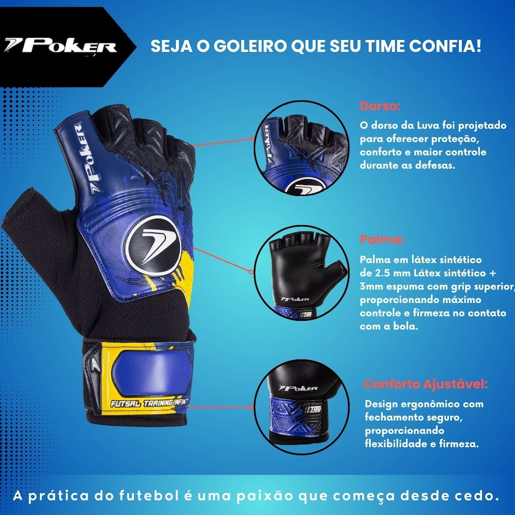 Imagem 2 do produto Luva de Goleiro Infantil Futsal Poker Infinity Training