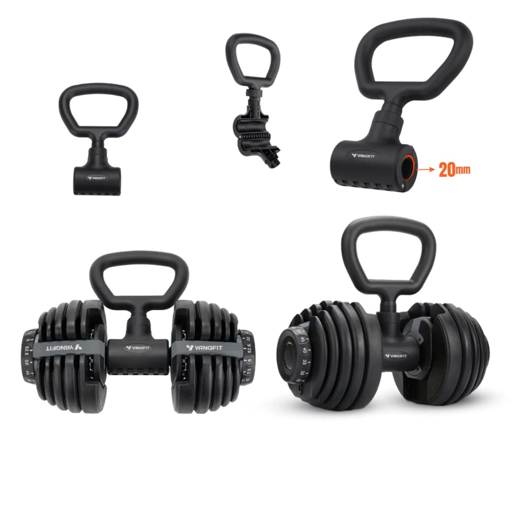Imagem 4 do produto Halter Ajustável com Barra Anilha Kettlebell Yangfit 50kg