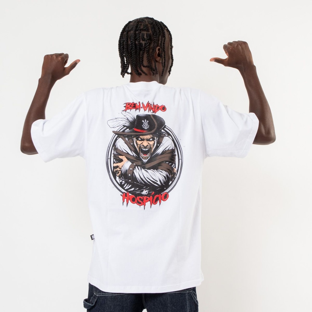Imagem 4 do produto Camiseta do Corinthians Oversized Oficial Bem Vindo Ao Hospício Surf Center Masculina