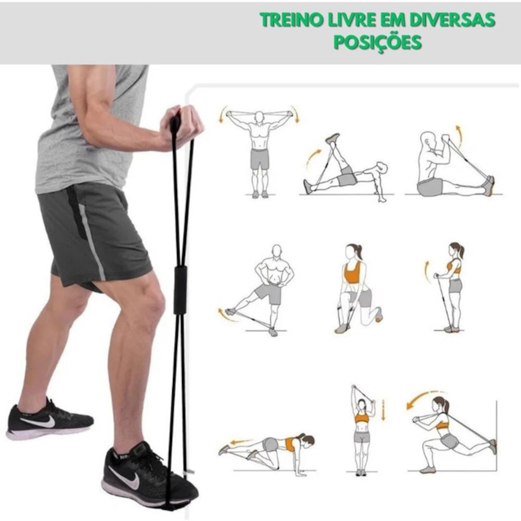 Imagem 5 do produto Kit Elástico Extensor Para Exercicio DK E Conjunto 5 Faixa Elastica Thera Band