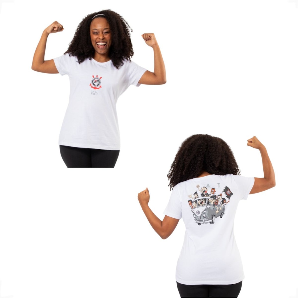Imagem 3 do produto Camiseta do Corinthians Oficial Timão Baby Look Surf Center Feminina