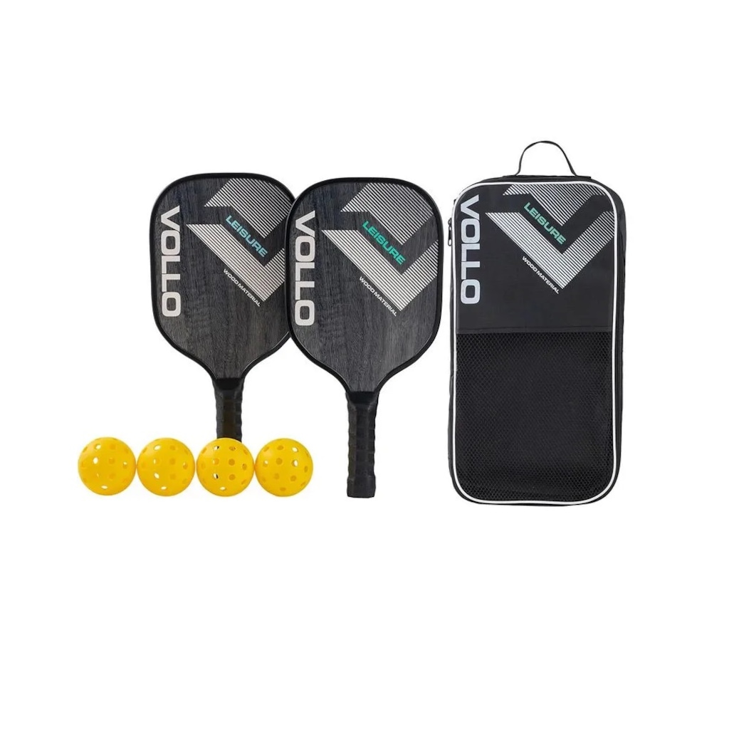Imagem 2 do produto Kit Pickleball Leisure 2 Raquetes + 4 Bolas + Bolsa Vollo