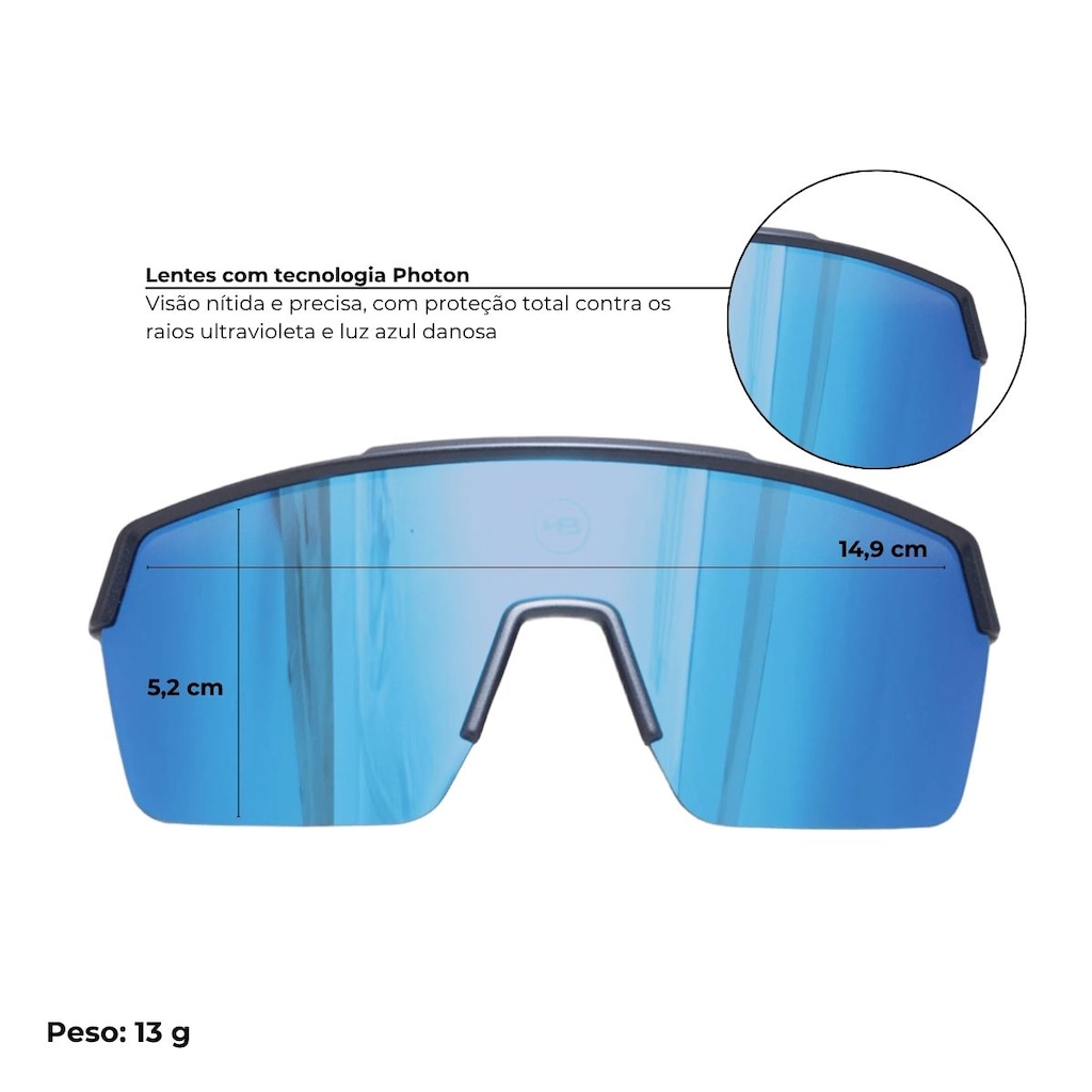 Imagem 2 do produto Lente de Óculos HB Performance Presto 2.0 Blue Chrome espelhada