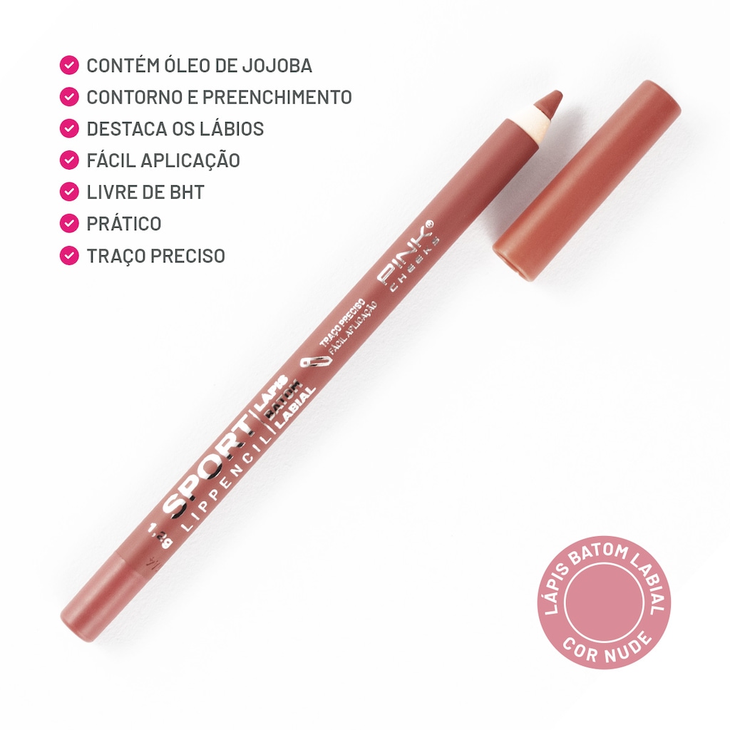 Imagem 2 do produto Lápis Batom Labial Pink Cheeks Sport Lip Pencil Nude 1,2g