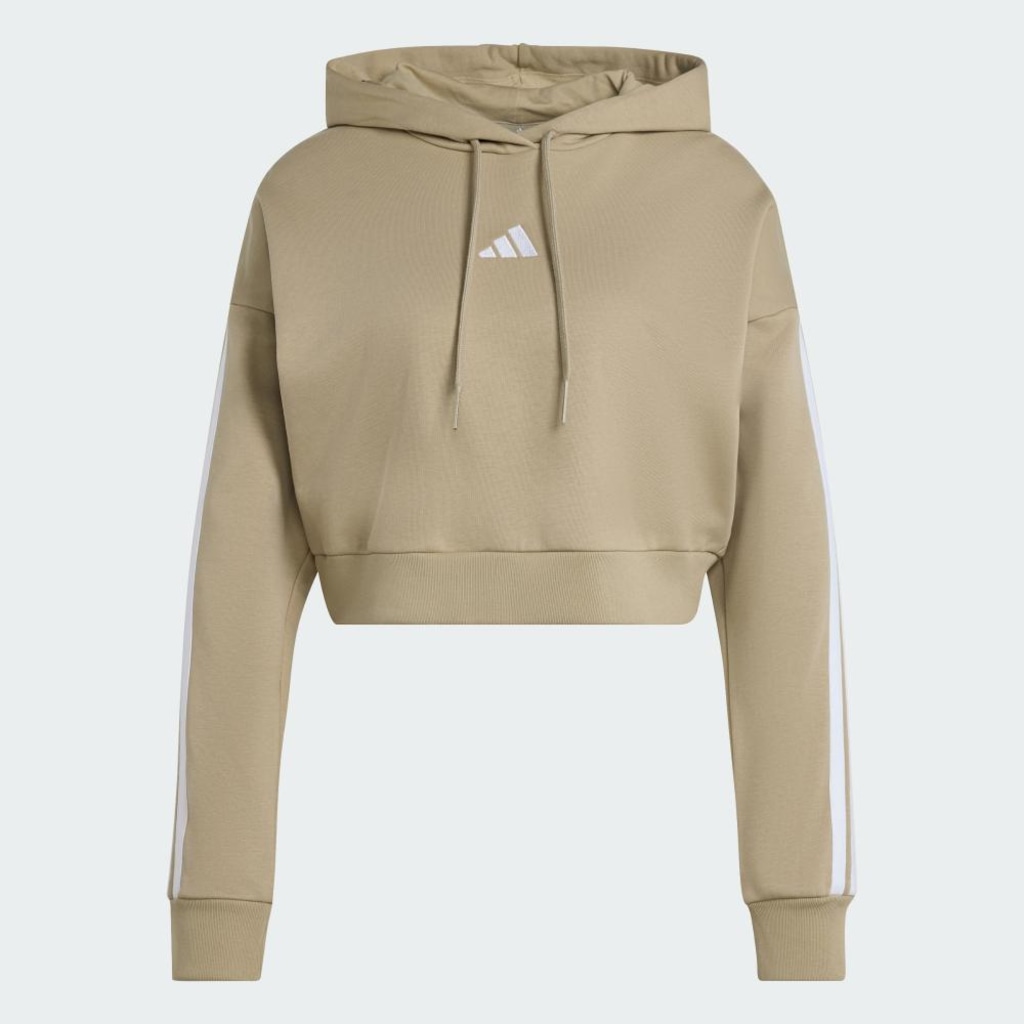 Imagem 2 do produto Blusão Moletinho com Capuz Cropped Feminino Adidas Essentials Três Listras