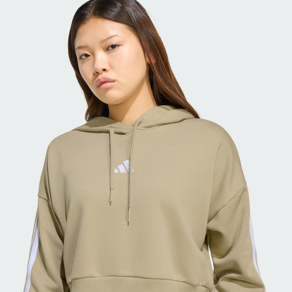 Imagem 5 do produto Blusão Moletinho com Capuz Cropped Feminino Adidas Essentials Três Listras