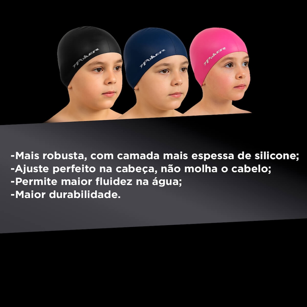 Imagem 3 do produto Touca de Natação Infantil Poker Silicone Power