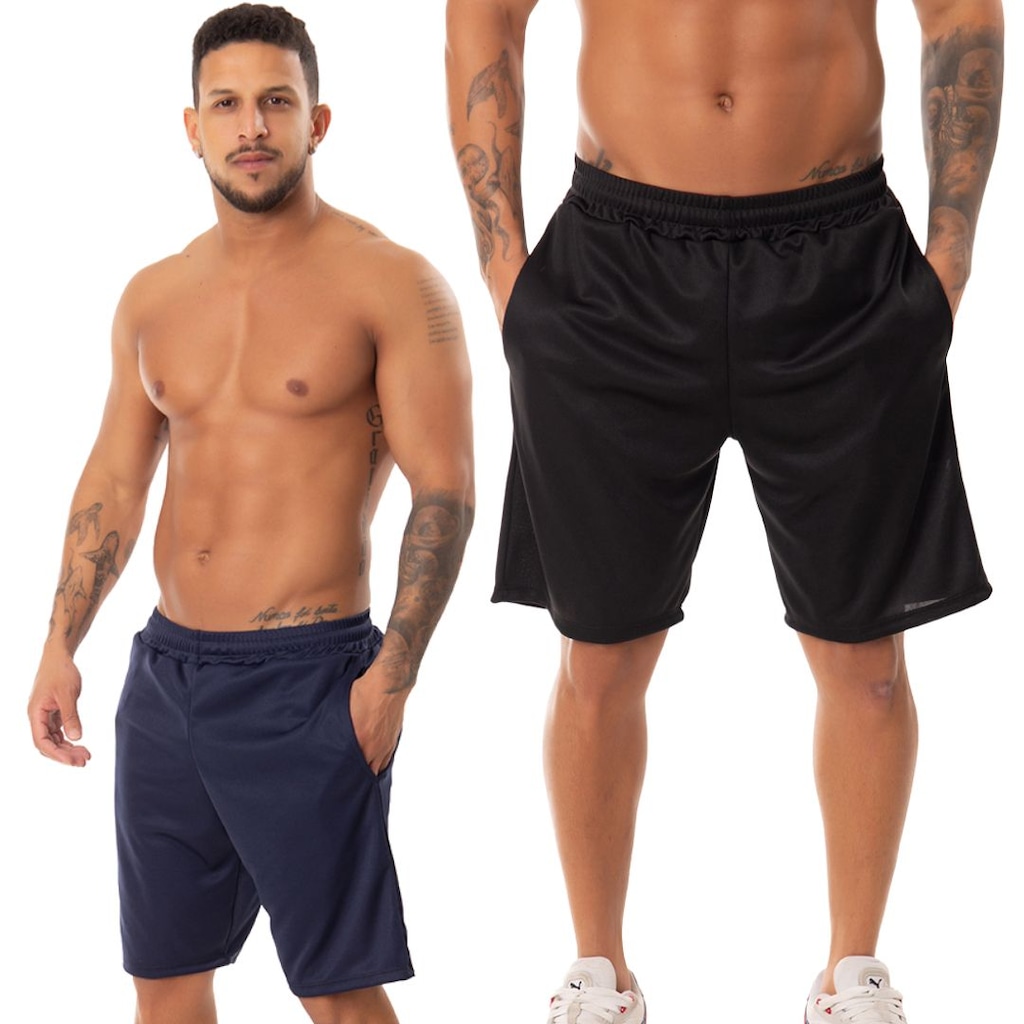 Imagem 2 do produto Kit 2 Bermuda Helanca Academia Corrida Esportiva Bolso Masculina
