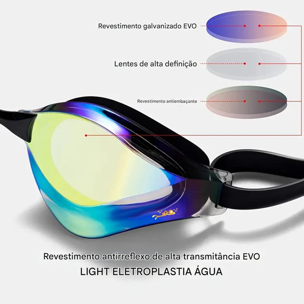 Imagem 4 do produto Óculos de Natação Adulto Gold Sports Fire Pro Performance 9.0