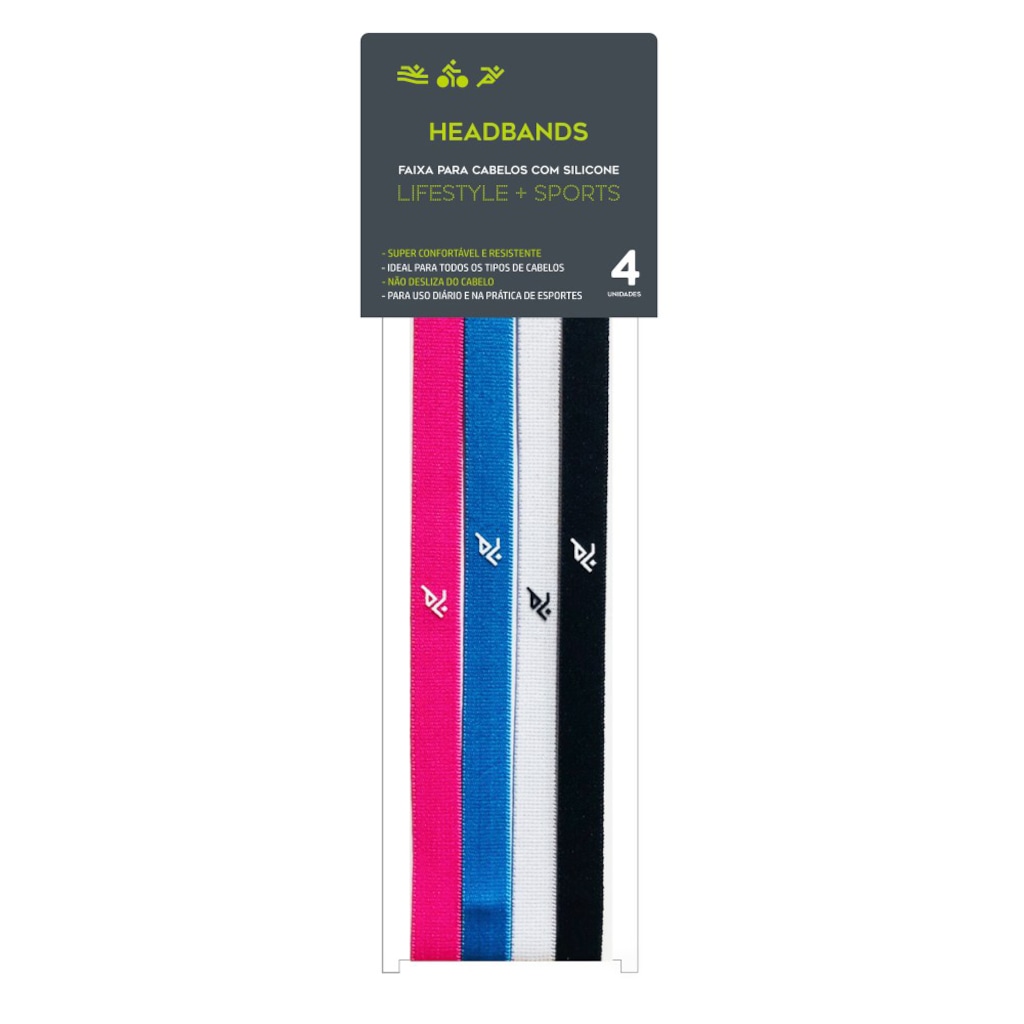 Imagem 2 do produto Faixa de Cabelo com Silicone Sportbr Coloridas - 4 unidades -