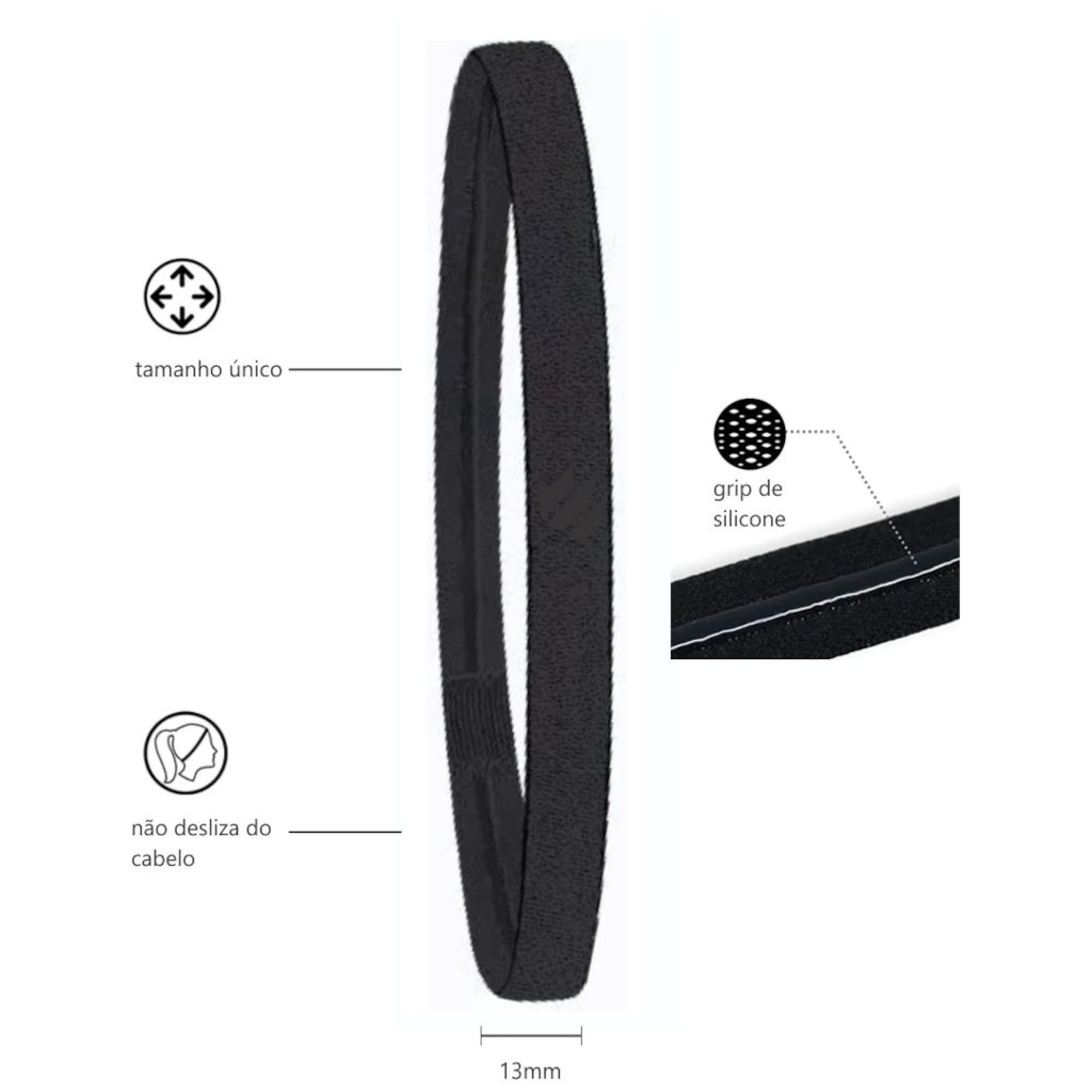 Imagem 3 do produto Faixa de Cabelo com Silicone Sportbr - 4 unidades