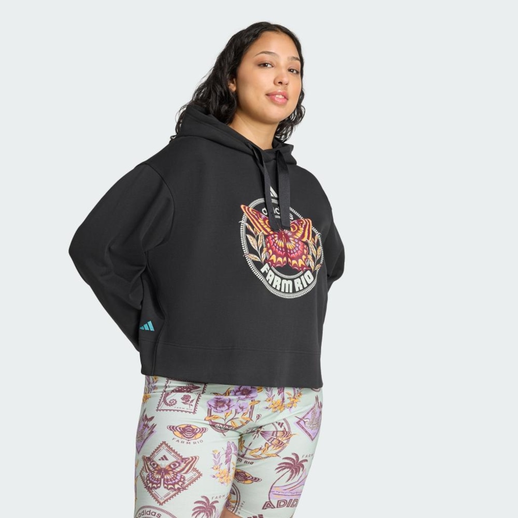 Imagem 4 do produto Blusão de Moletom com Capuz Feminino adidas x FARM Plus Size
