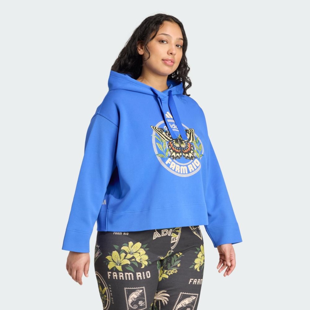 Imagem 4 do produto Blusão de Moletom com Capuz Feminino adidas x FARM Plus Size