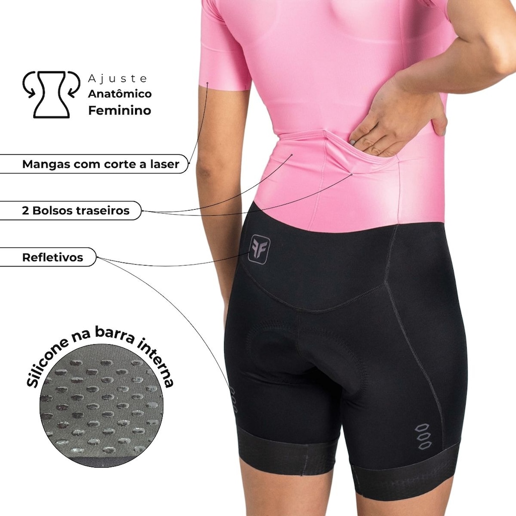 Imagem 4 do produto Macaquinho Ciclismo Feminino Free Force Training Bloom Gel