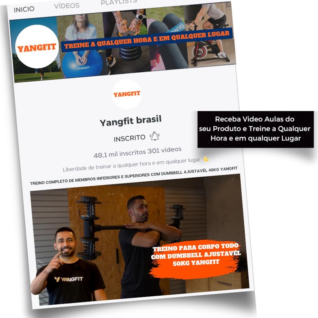 Imagem 2 do produto Kit Barra Supino e Alça Kettlebell Yangfit Com Ajuste Rápido