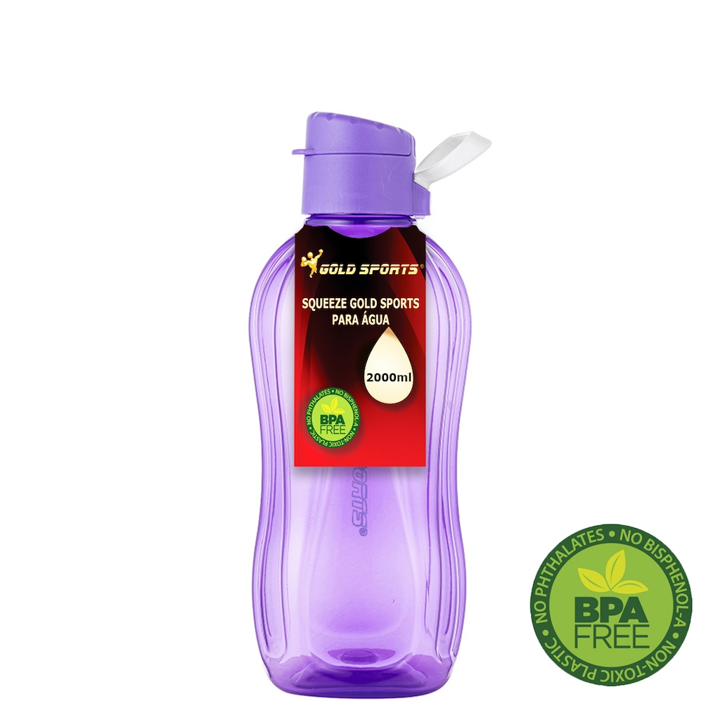 Imagem 2 do produto Garrafa Squeeze Plástica Gold Sports Resistente II Translucida - 2L