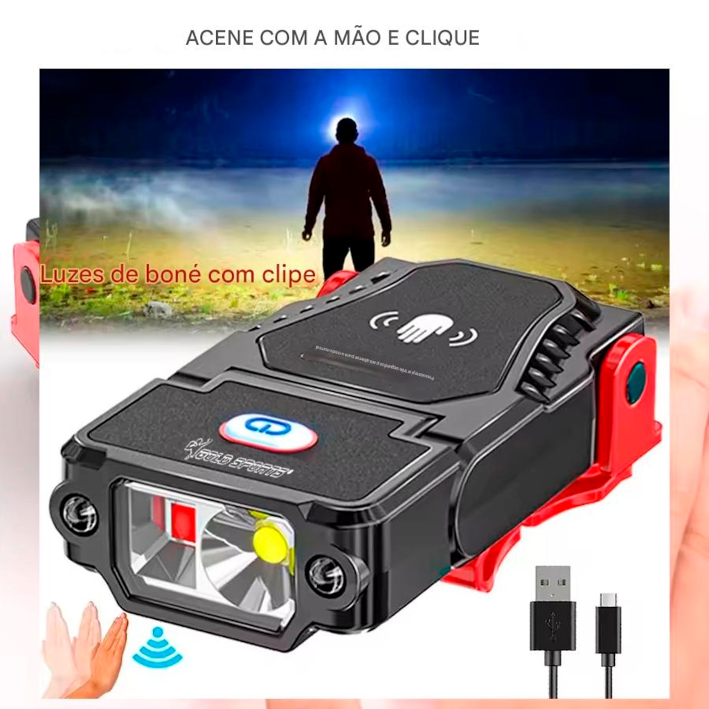 Imagem 4 do produto MIni Lanterna Gold Sports Led com suporte de Lapela de Boné