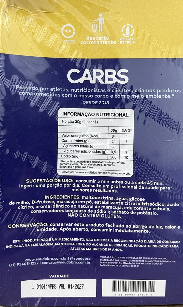 Imagem 4 do produto Carbs Gel sabor Maracujá - 10un x 30g