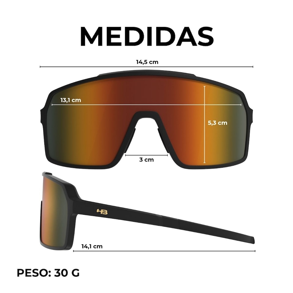 Imagem 4 do produto Óculos de Sol esportivo HB Grinder Matte Black Orange Chrome