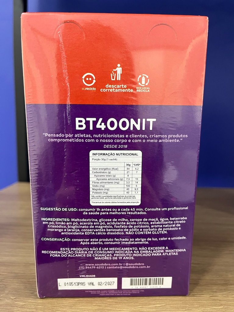Imagem 4 do produto BT 400 Nitrato Gel Dobro sabor Laranja e Morango - 10un x 30g