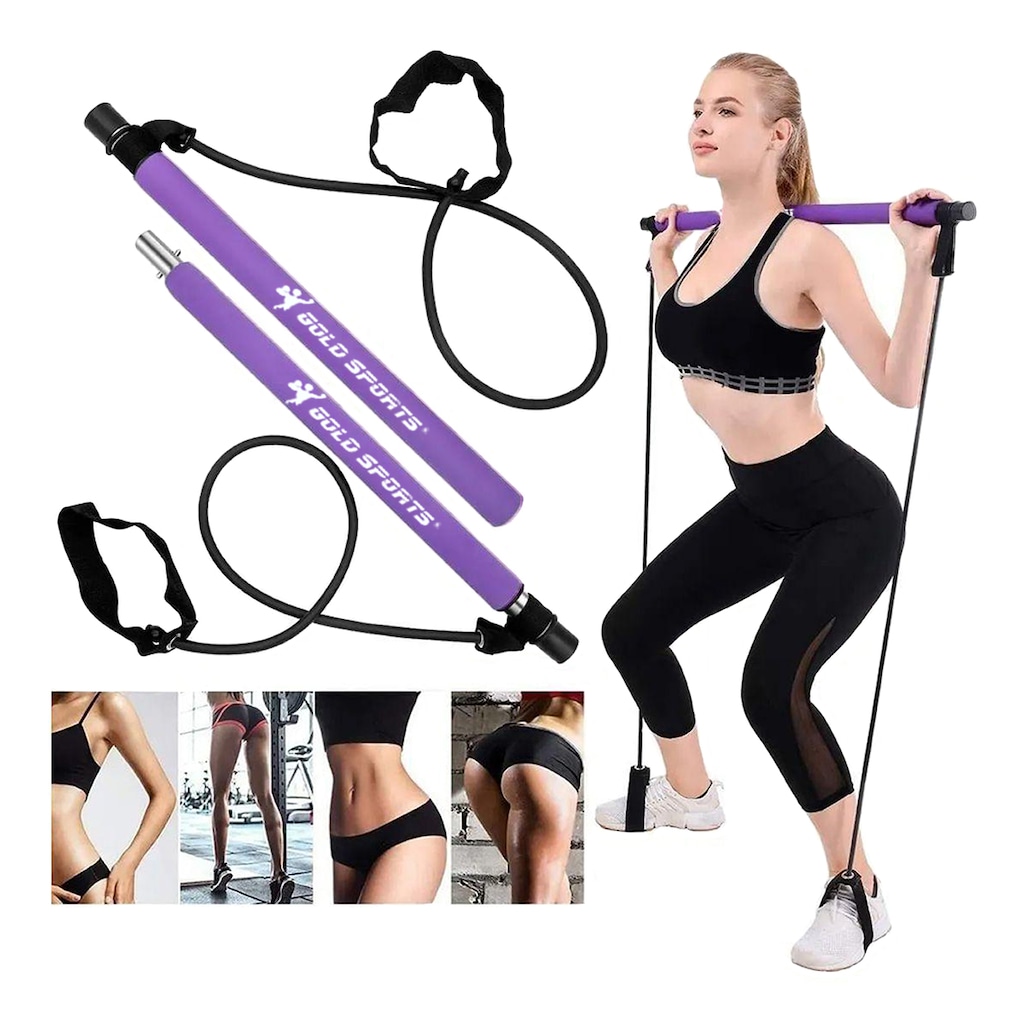 Imagem 4 do produto Kit Barra Pilates Elástico Pedal Gold Sports Master