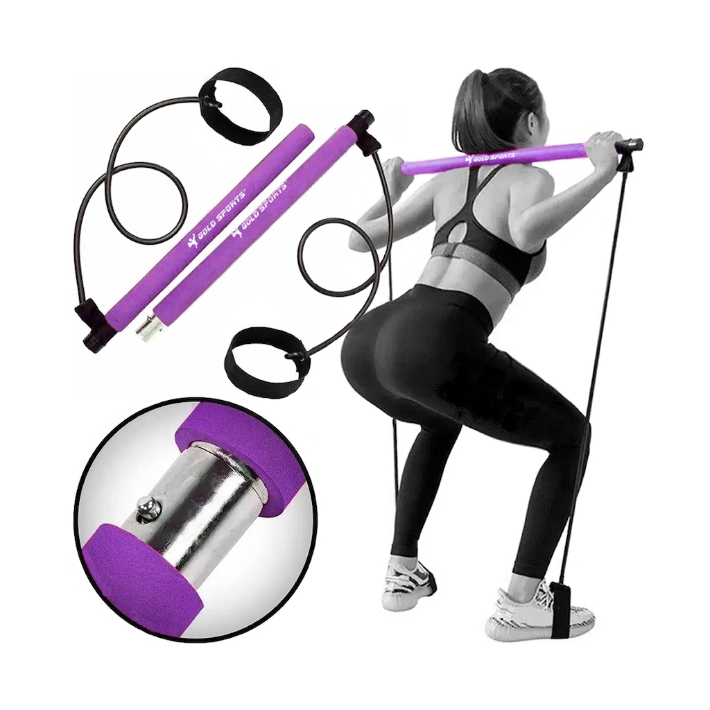 Imagem 5 do produto Kit Barra Pilates Elástico Pedal Gold Sports Master