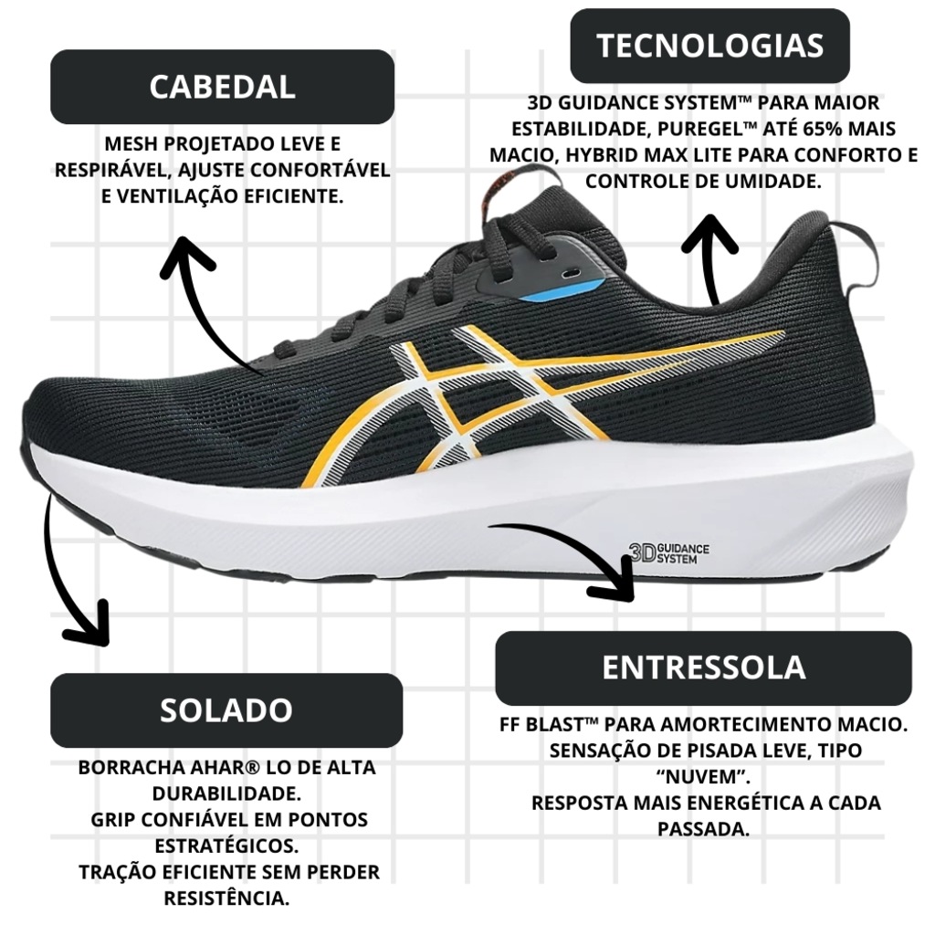 Imagem 4 do produto Kit Masculino Tênis ASICS GT-1000 14 E Meia