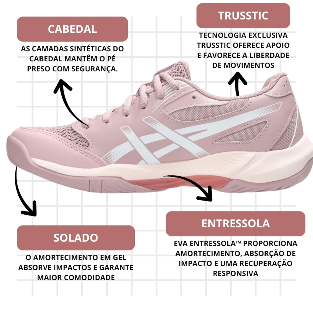 Imagem 4 do produto Kit Tênis ASICS GEL-Rocket 12 E Meia - Feminino