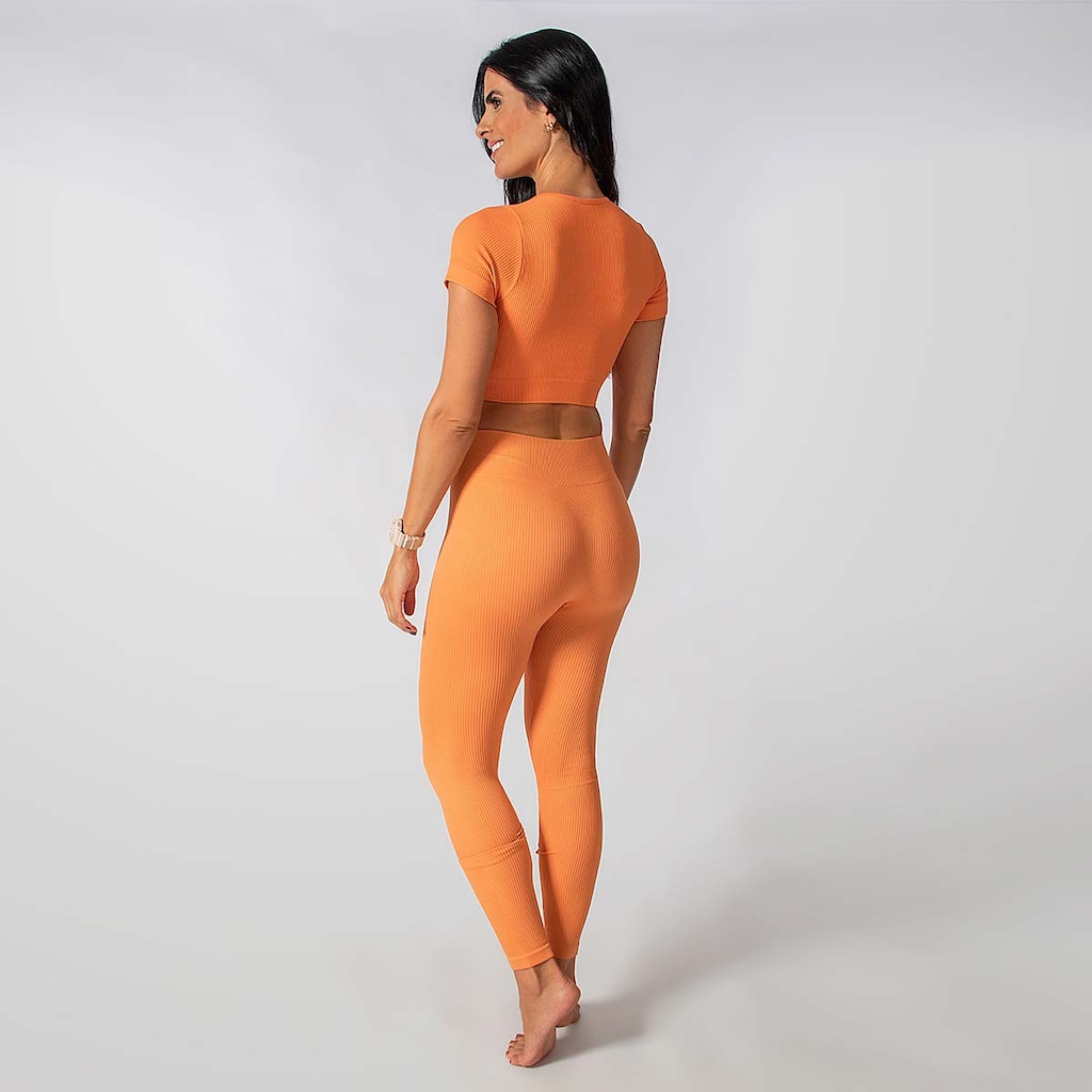 Imagem 3 do produto Conjunto Fitness Calça Cropped Canelado Alma Genius Feminino
