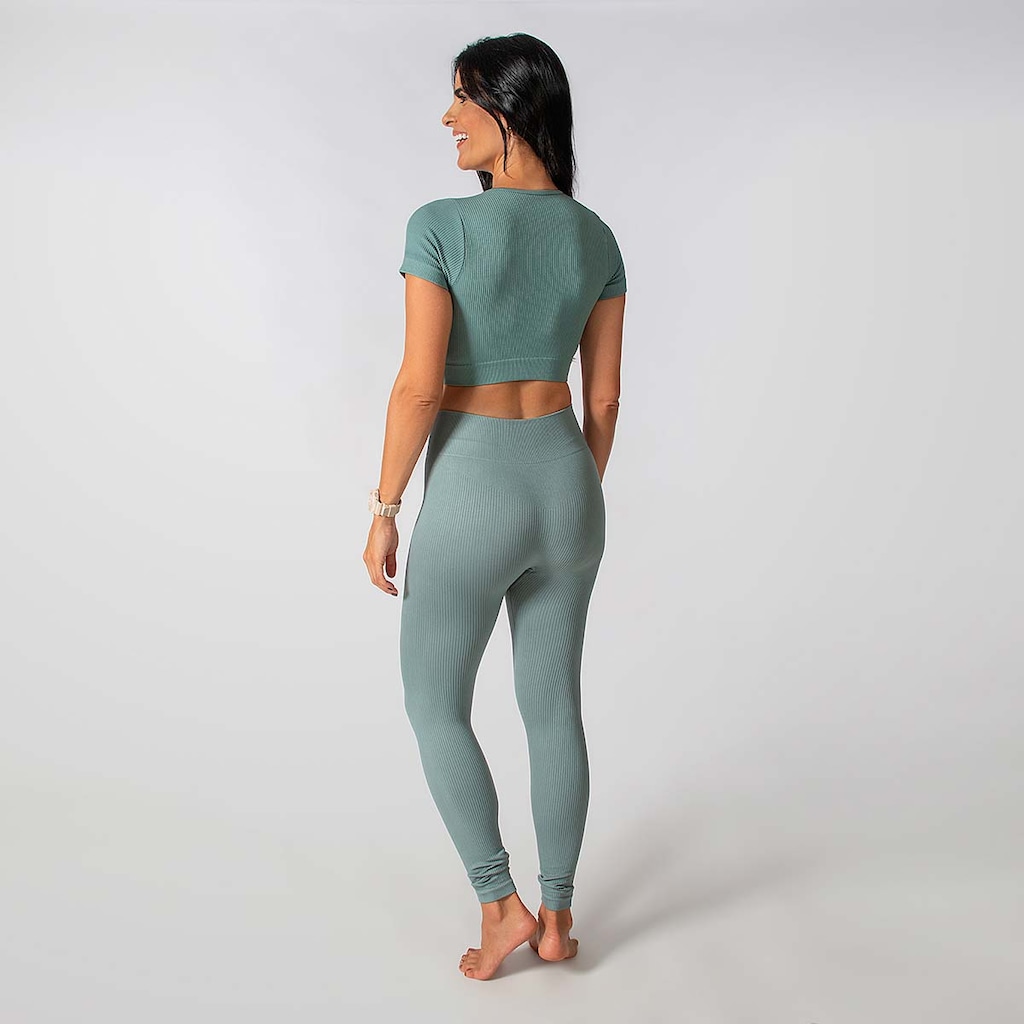 Imagem 3 do produto Conjunto Fitness Calça E Cropped Canelado Alma Genius Feminino