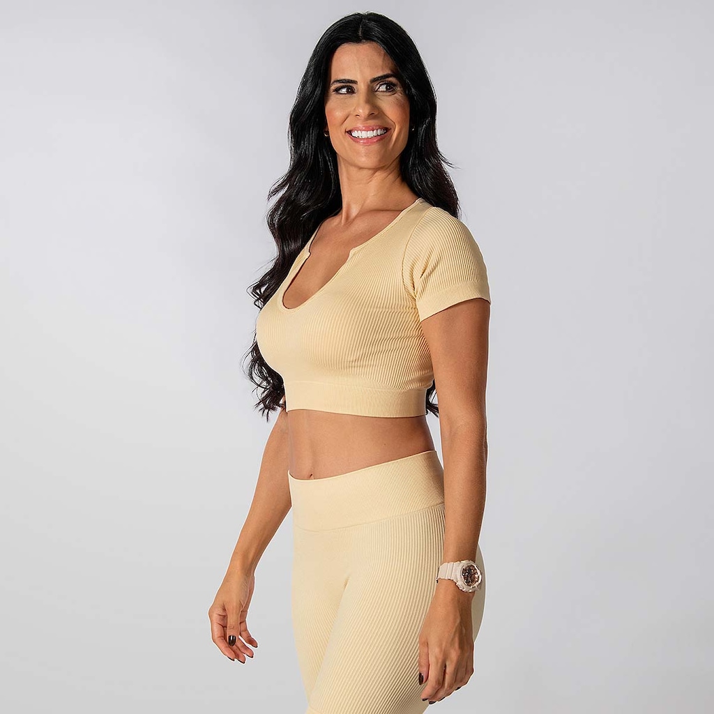 Imagem 4 do produto Conjunto Fitness Short E Cropped Canelado Alma Genius Feminino