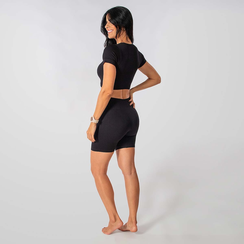 Imagem 3 do produto Conjunto Fitness Short E Cropped Canelado Alma Genius Feminino