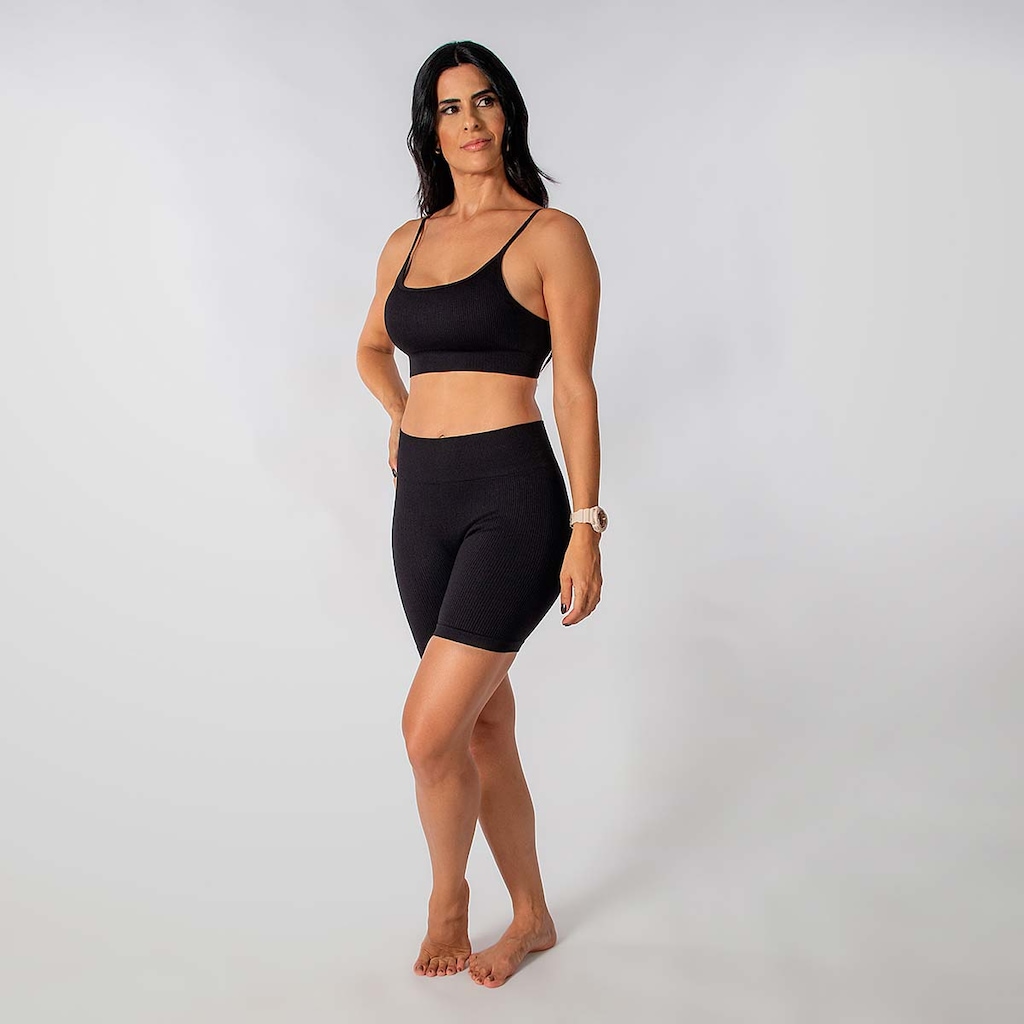 Imagem 2 do produto Conjunto Short Top Alça Regulavel Canelado Alma Genius Feminino