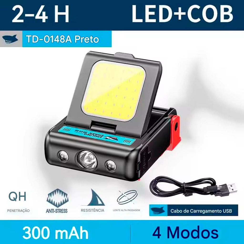 Imagem 2 do produto MIni Lanterna Gold Sports Led Shark Led Auxiliar com suporte de Lapela de Boné