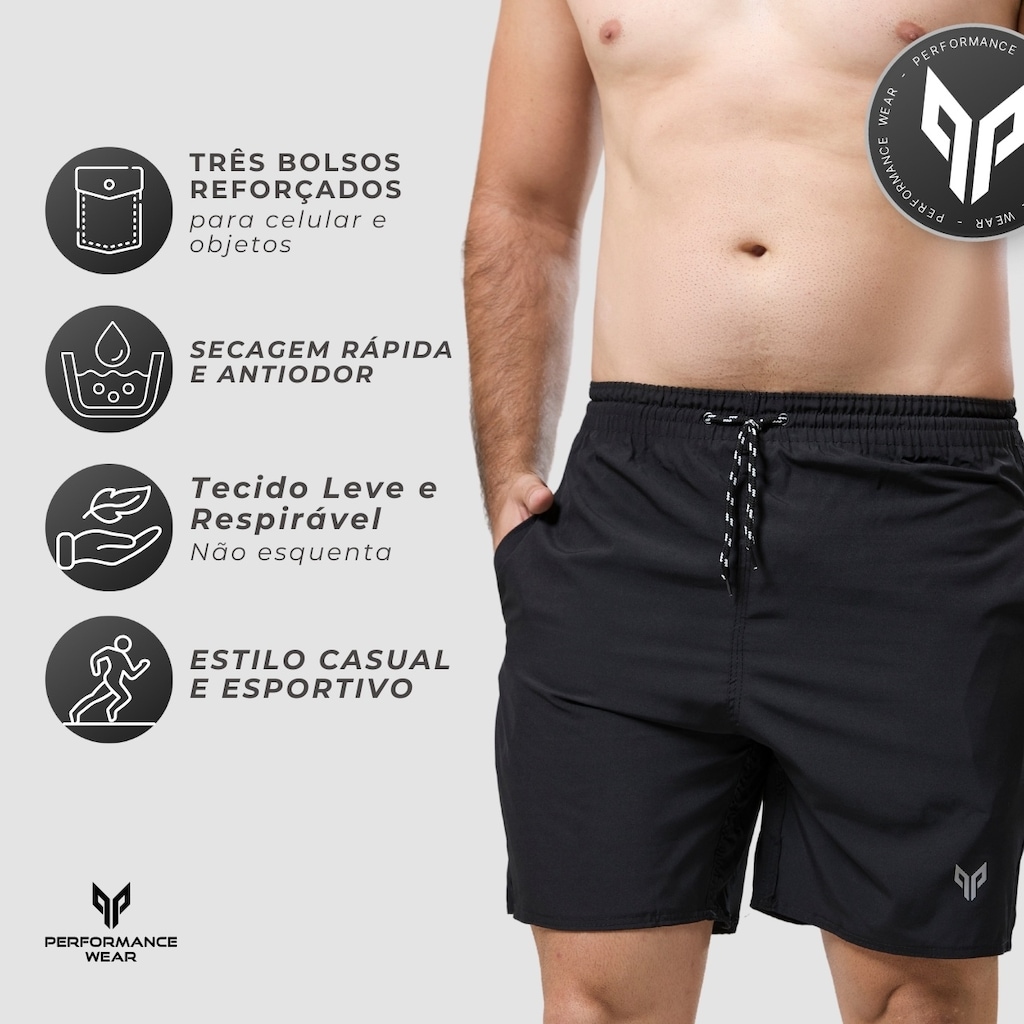Imagem 2 do produto Kit 3 Bermudas Masculina Dry Fit Elastano Performance Wear