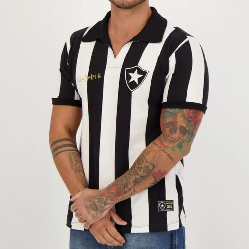 Imagem 3 do produto Camiseta Botafogo 1962 Nilton Santos Retrô Mania Listrada Masculina