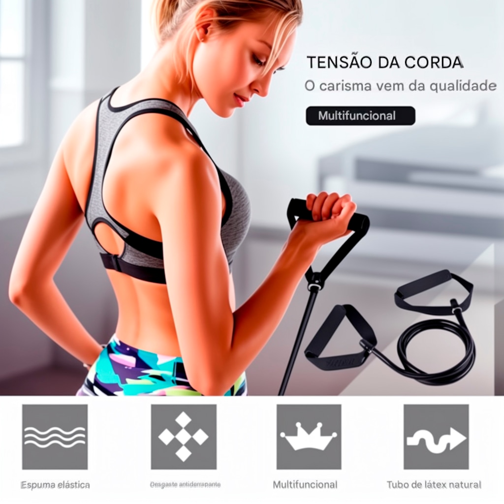 Imagem 5 do produto Extensor Elástico Gold Sports Force Pro Tensão 3,5 kga a 13,6 Kgs