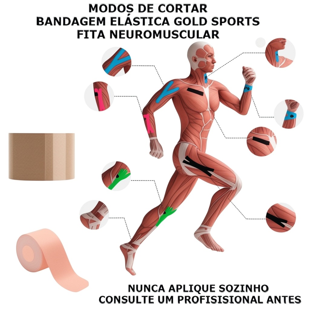 Imagem 4 do produto Bandagem Elástica Gold Sports Adesiva Neuromuscular