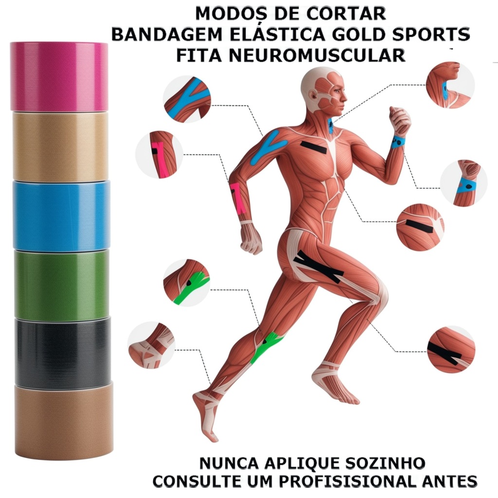 Imagem 4 do produto Bandagem Elástica Gold Sports Adesiva Neuromuscular