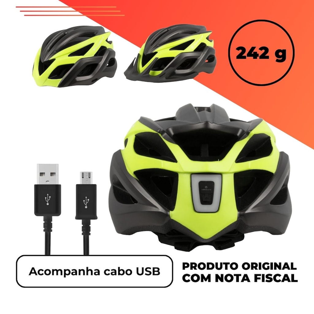Imagem 3 do produto Capacete ciclismo Absolute Wild Flash led traseiro USB